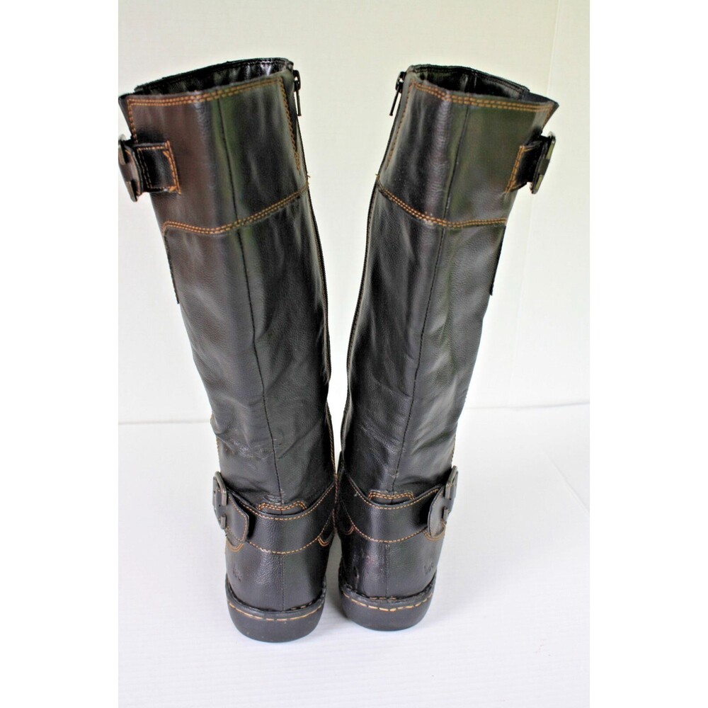 BOC BORN Boots Womens sz 8.5 Black Pebbled Leather Tall Flat*READ - Picture 4 of 9
